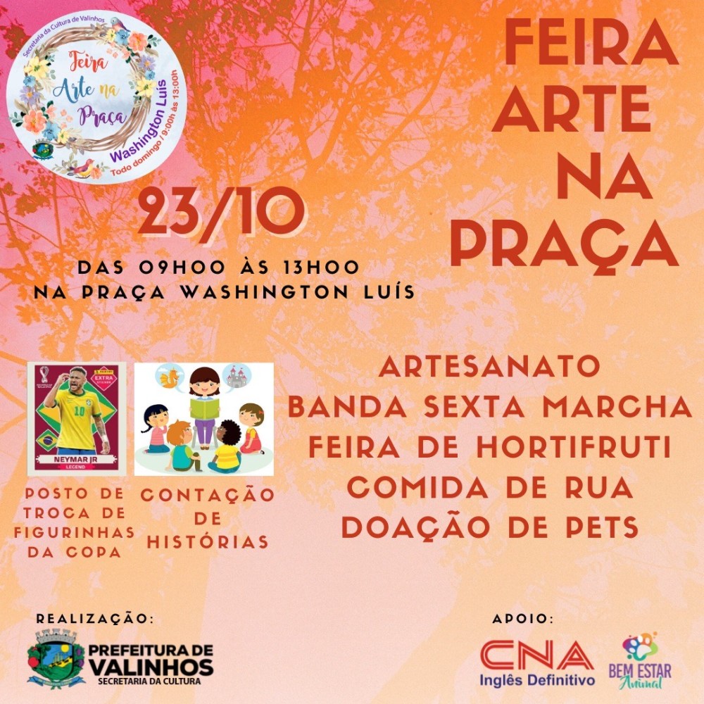 Feira Arte na Praça tem Projeto Ciclo de Contação de Histórias e muitas outras atrações neste domingo 