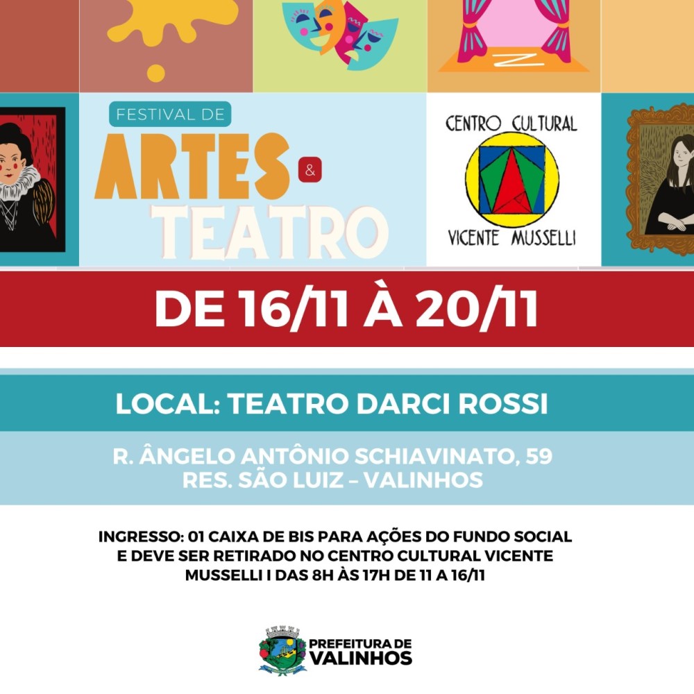 Apresentações de teatro do Festival de Artes começam nesta quarta em Valinhos