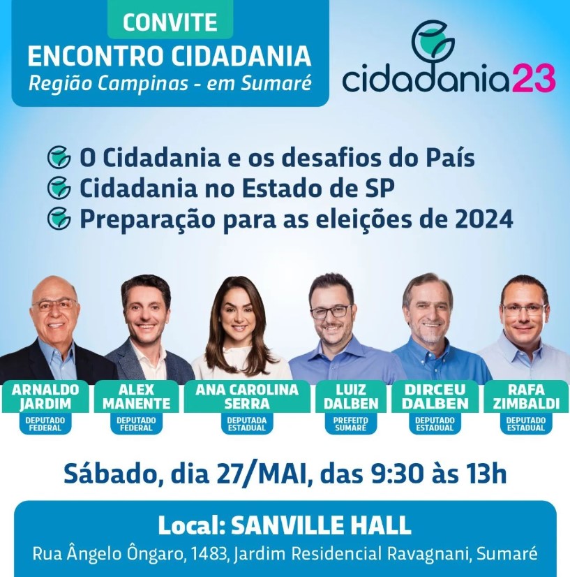 Sumaré sedia encontro regional do Cidadania neste sábado