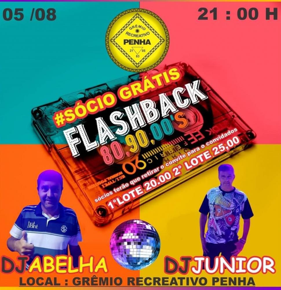 Grêmio da Penha, em Itapira, recebe edição do Flashback com os DJs Abelha e Júnior no sábado