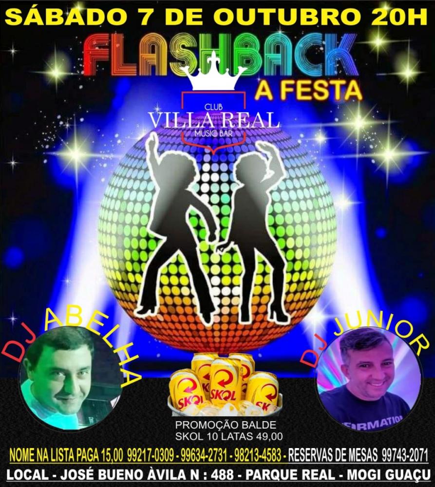 Club Villa Real Music Bar, em Mogi Guaçu, terá Flashback com os DJs Junior e Abelha no sábado