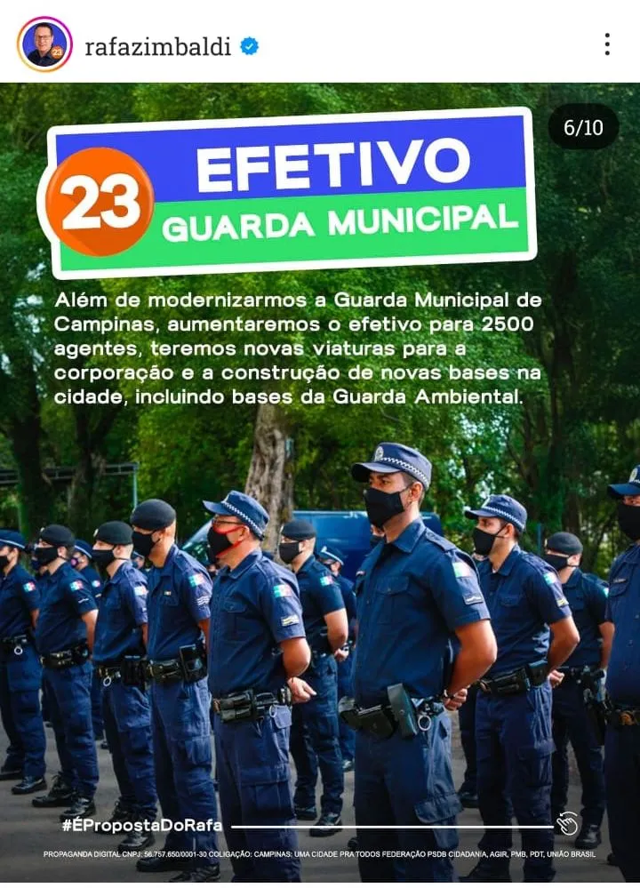 Rafa Zimbaldi usa foto da Guarda de Osasco em post  e cria mal-estar com a corporação de Campinas
