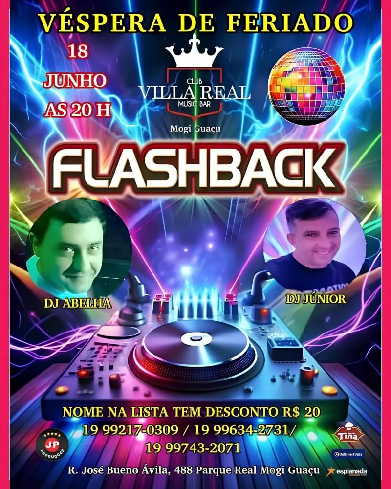 Villa Real de Mogi Guaçu recebe os DJs Abelha e Júnior na próxima quarta-feira para edição especial de Flashback