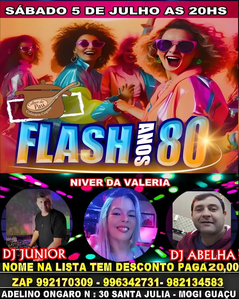 Flashback Colher de Pau acontece sábado e terá aniversariante