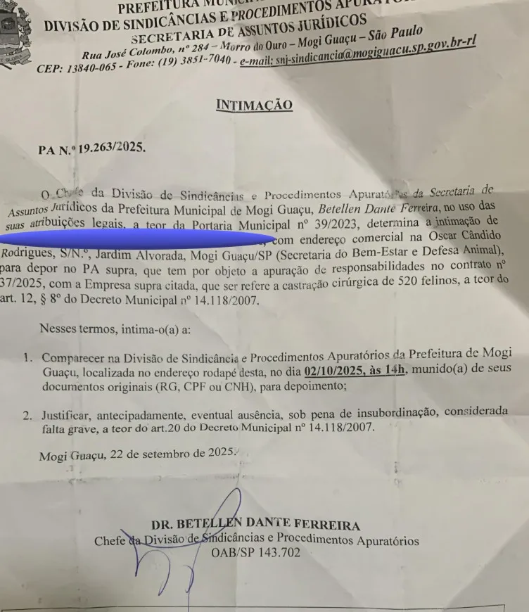 Governo de Rodrigo Falsetti faz manobra para culpar menor de idade pela morte dos oito gatos