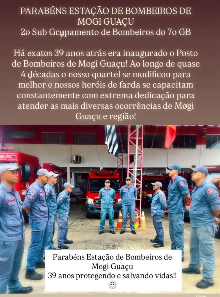 Estação de Bombeiros de Mogi Guaçu celebra 39 anos com homenagem aos destaques do ano