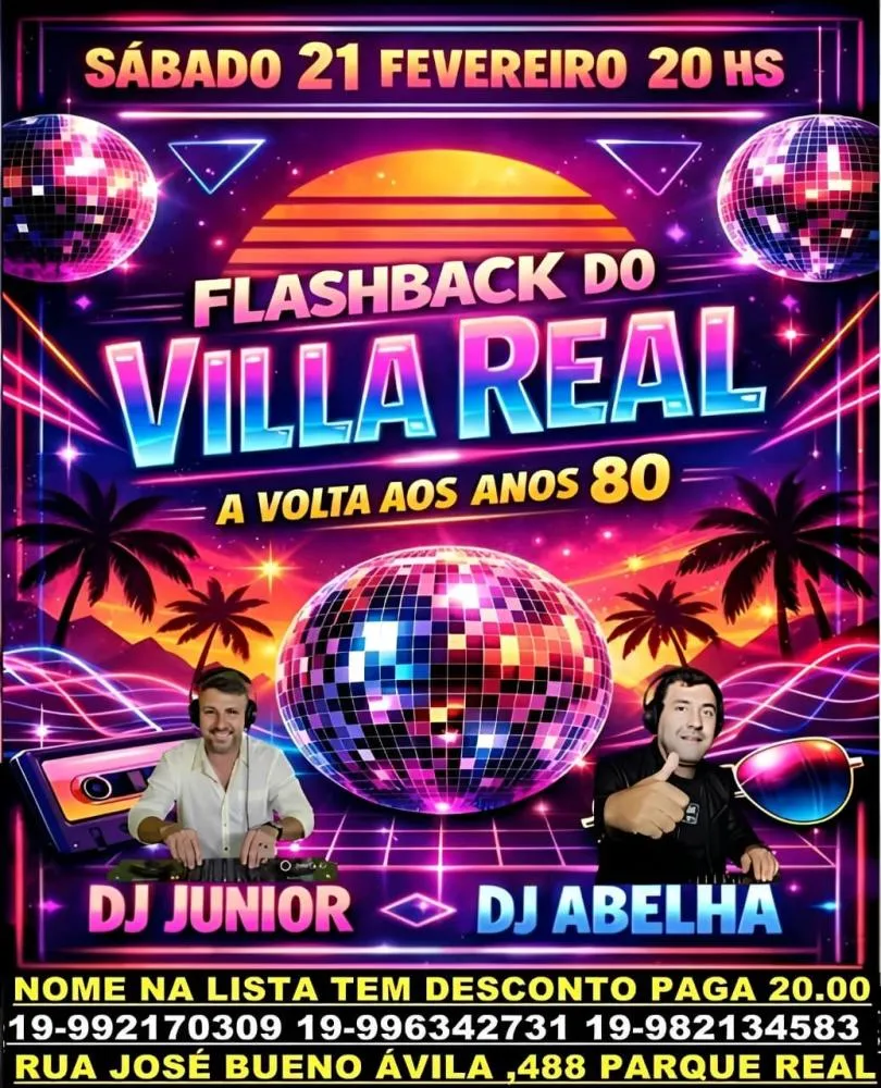 Noite de flashback agita Mogi Guaçu com DJs Abelha e Junior neste sábado no Villa Real