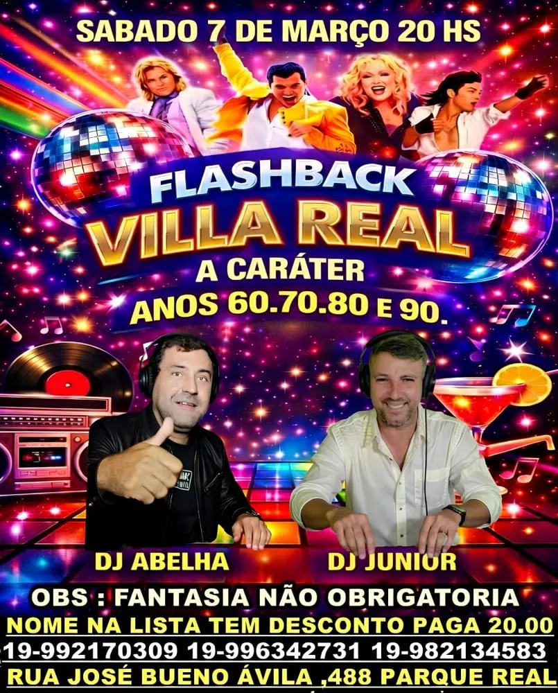 Flashback Villa Real celebra Dia da Mulher com festa temática e mimos em Mogi Guaçu