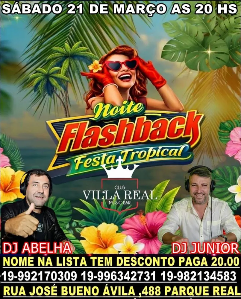 Flashback Villa Real terá festa temática tropical neste sábado