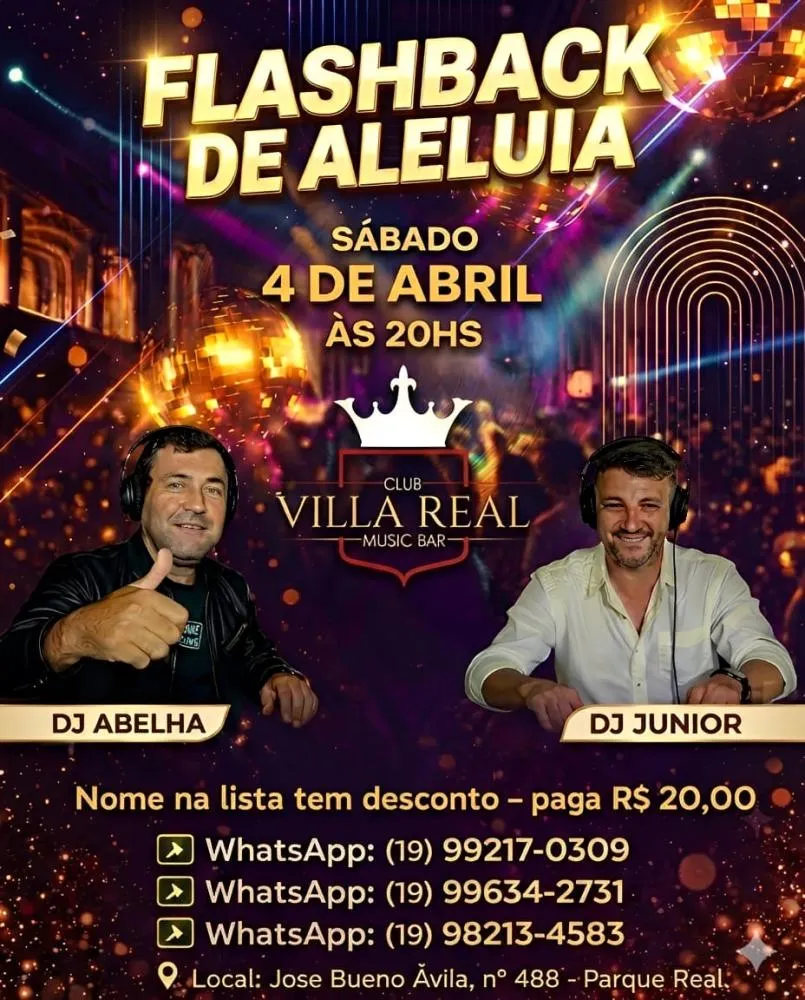 Club Villa Real promove noite de Flashback neste sábado em Mogi Guaçu