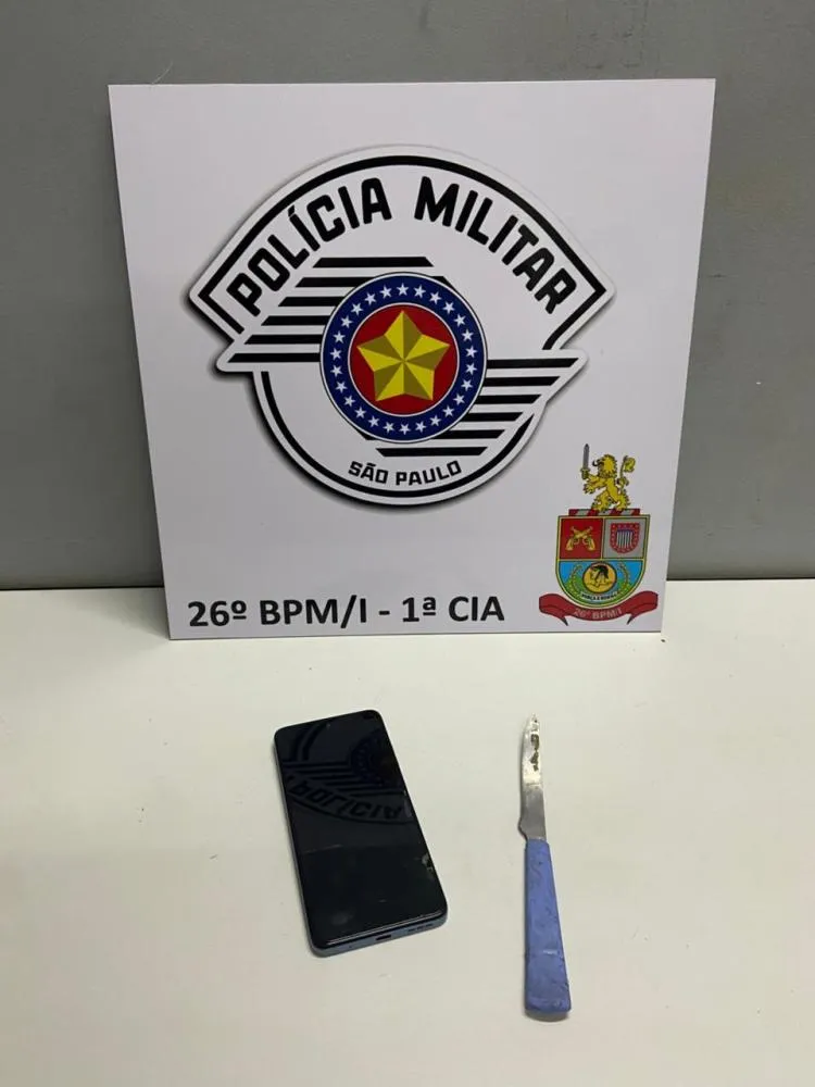 Ladrão é preso após roubar celular com faca de cortar pão em Mogi Guaçu