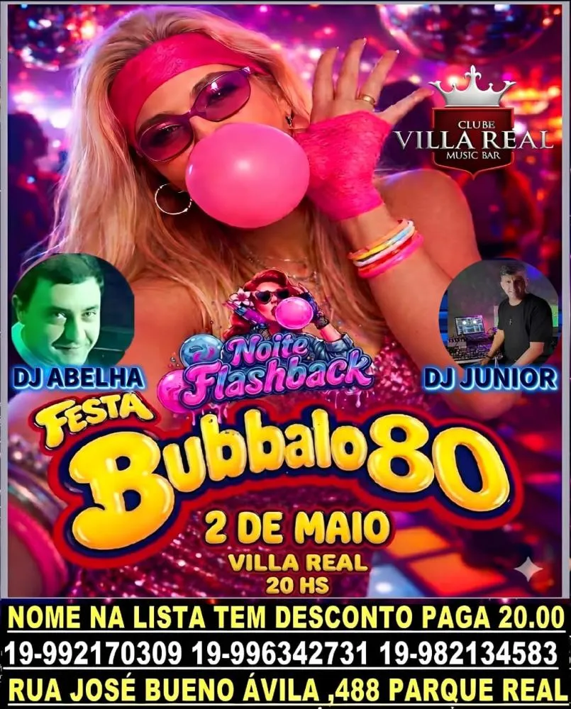 Mogi Guaçu recebe festa Bubbalo 80 com clássicos do Flashback neste sábado 