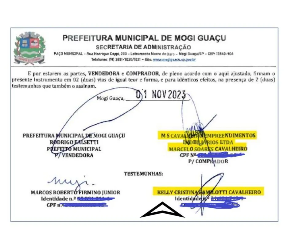 Secretária de Administração de Mogi Guaçu foi testemunha na venda de terreno da prefeitura abaixo do valor de mercado para o marido
