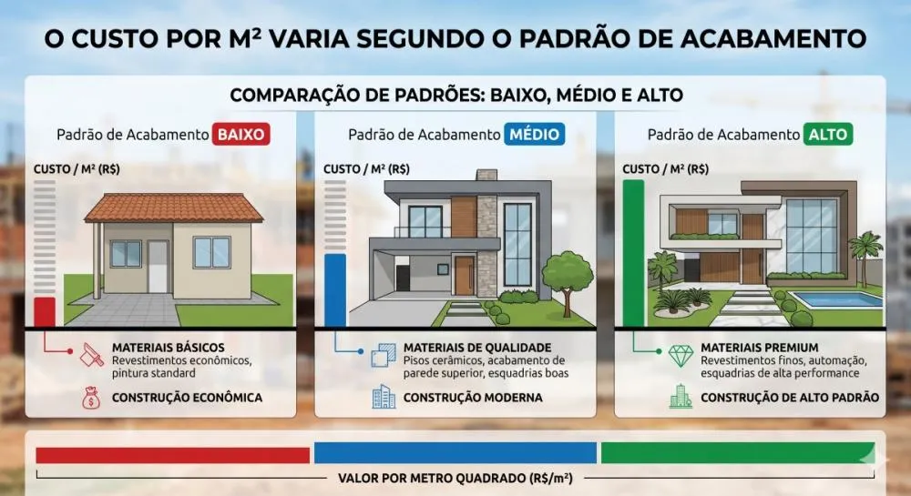 Custo por m² na construção civil: tabela atualizada, CUB 2026 e tudo que impacta seu orçamento